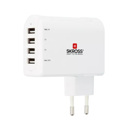 Stecher Skross EU cu 4 porturi USB alb 3x 1A 1x 2.4A