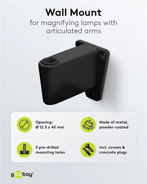 Suport de perete pentru lampa cu lupa negru pentru cod 65575 /64986 /64988 /64989 Goobay 64991