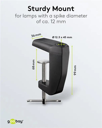 Suport prindere birou negru rezerva pentru lampa de lucru pentru cod 65575 /64986 /64988 /64990 Goobay 64987