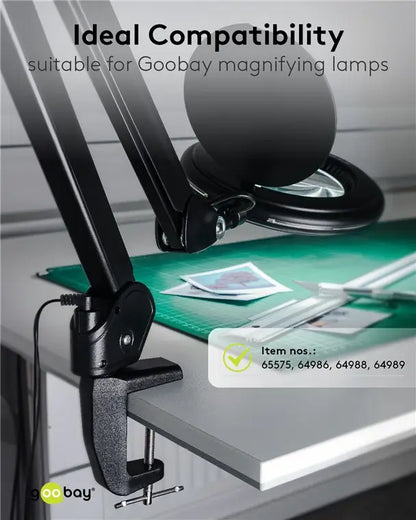 Suport prindere birou negru rezerva pentru lampa de lucru pentru cod 65575 /64986 /64988 /64990 Goobay 64987