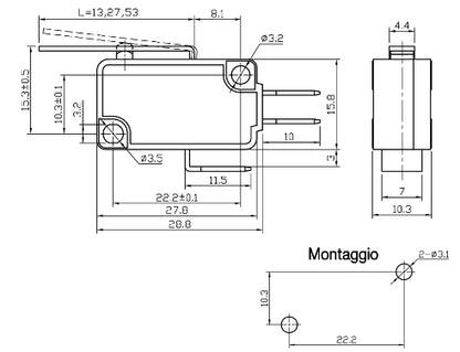 Switch diverter 16A 250V 3 pini faston 4.8mm GBC 24.2863.06