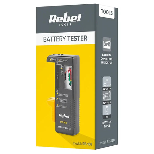 Tester baterii Rebel RB-168 pentru 9V /tip buton /AAA /AA /C /D