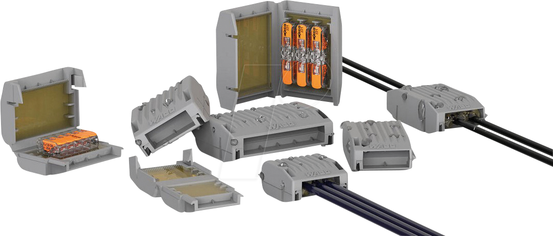 WAGO GELBOX 3 poli derivatie cabluri pentru conectori seriile 221/ 2273 max. 4mm2 IPX8 gri 207-1331